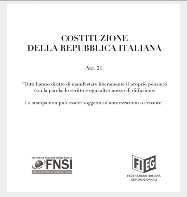 Larticolo 21 Della Costituzione Editori E Giornalisti Per Una